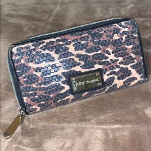 Betsey Johnson Animal Print Sequined Wallet